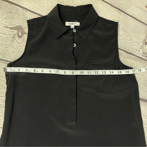 EQUIPMENT Femme Tira silk black asymmetrical hem sleeveless shirt dress, size XS - Picture 11 of 16